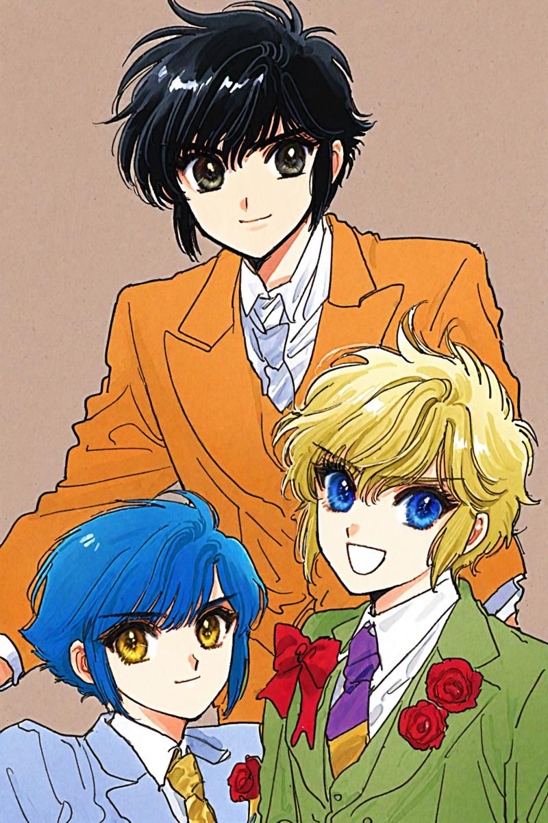 33487-1806331642-Clamp School Detectives,_Nokoru Imonoyama,Suoh Takamura,Akira Ijuin,blue eyes,blonde hair,blue hair,bow,yellow eyes,black hair,s.png